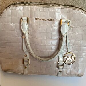Michael Kors Cream Satchel with Quilted Leather